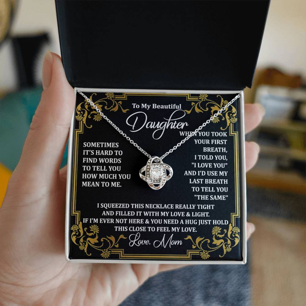 Personalized Gift Necklace For Daughter, Message Card Jewelry, Handmade Necklace  For Daughter Message Card & Box, To My Beautiful Daughter Necklace From Mom Gift Pendant Mother And Daughter Gift