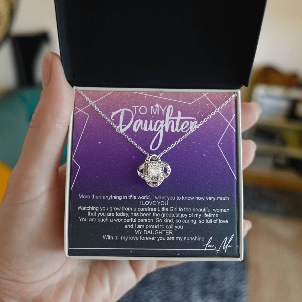To My Daughter Necklace Gift from Mom or Dad, Sentimental Gift for Her, Daughter Gift On Birthday Gift, Graduation Gift Message Card and Gift Box styles To Daughter, Jewelry Gift For Little Girls