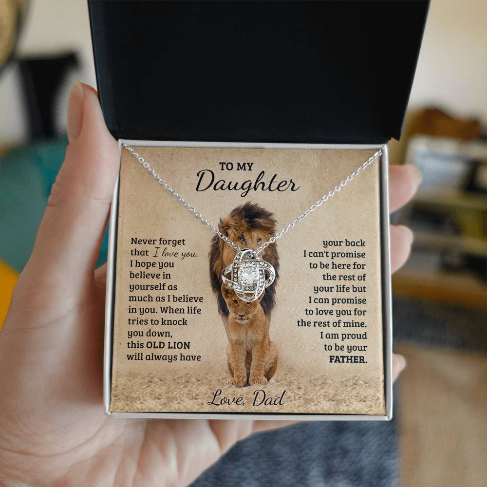 To My Daughter Gift Necklace from Dad Old Lion Your Back Believe Rest of Mine Personalized Chain Necklace Jewelry for Women Birthday Valentine Mother Jewelry Gift For Girls, Little Girl
