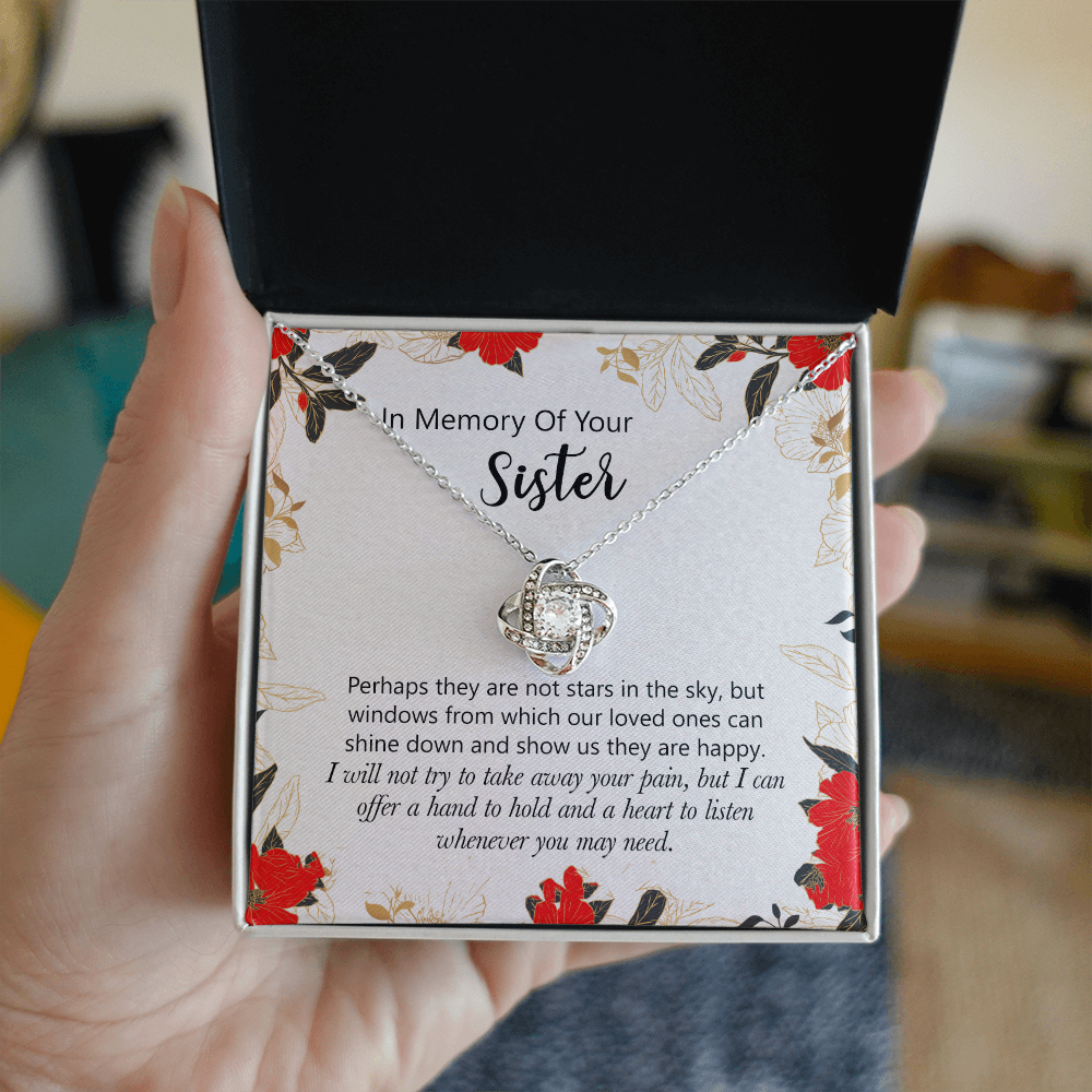 In Memory Of Your Sister Love Knot Necklace Gift For Sister, Sympathy Loss Of Sister Necklace, Memorial Gift Pendant For Loss Of Sister, Sympathy Gift Loss Of A Sister, Jewelry Gift for Women