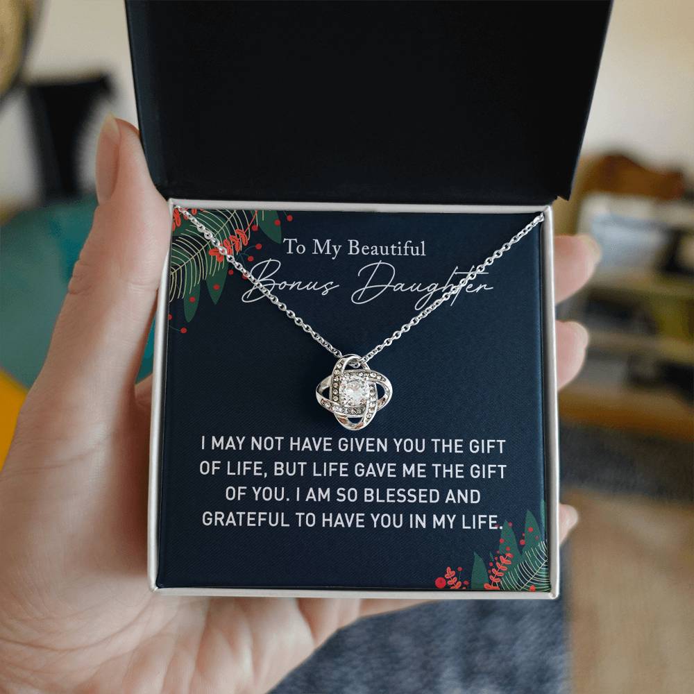 Daughter Gift Necklace, Step Daughter Birthday Gift Pendant Gift For Bonus Daughter, Mother To Bonus Daughter Jewelry Gift For Girls Her, To My Beautiful Badass Daughter Necklace From Mom