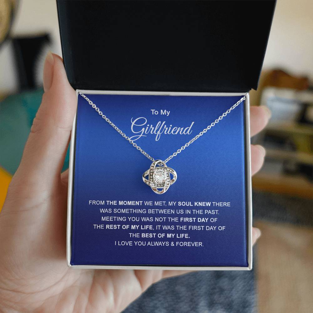 To My Girlfriend Necklace, Valentines Soulmate Gifts, Love Knot Necklace From Boyfriend, Husband, Girlfriend Gift Necklace - Jewelry Gift For Girls, Love Knot Pendant Gift For Girlfriend, Soulmate