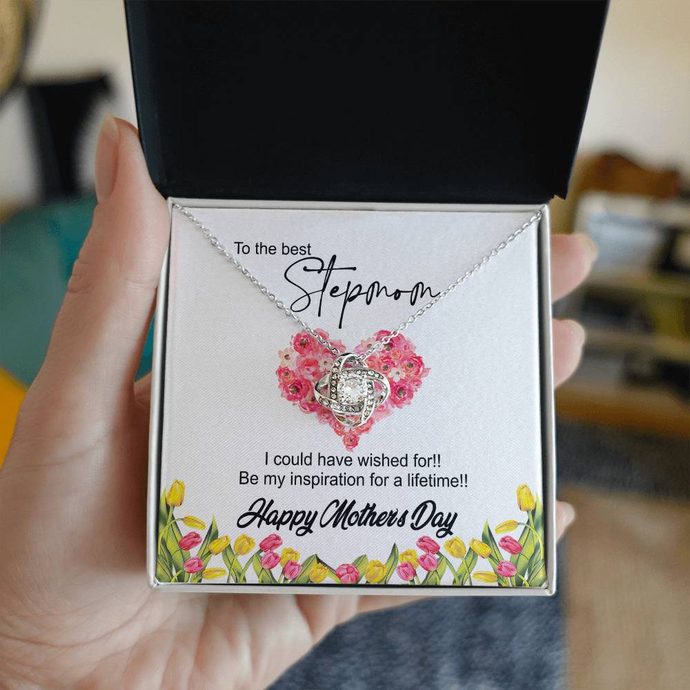 To The Best Stepmon Necklace, Happy Mother's Day Necklace Gift From Daughter, Son To My Step Mom Necklace From Daughter, Stepmom Gift Necklace, Boyfriend's Mom Gift Necklace, Love Knot Gift For Mom