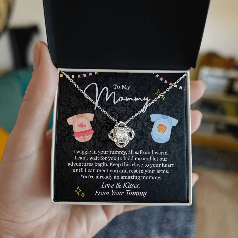 To My Mommy Love Knot Necklace, Mommy Gifts Necklace from Baby, Mommy Gift Necklace from Baby to Mom On Birthday, Gifts for Mom from Baby, New Mom Gift From Husband, New Mom Jewelry Gift For Wome