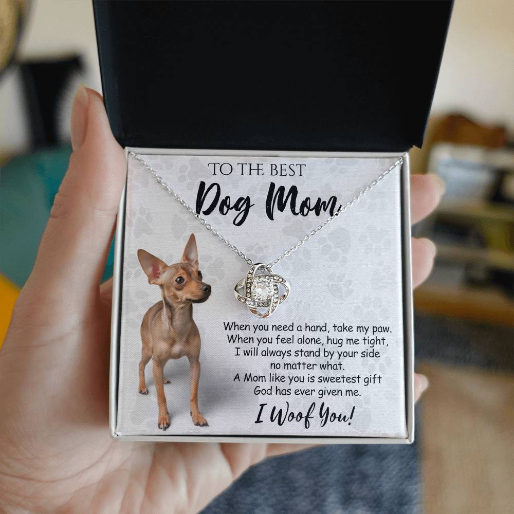 To The Best Dog Mom Love Knot Necklace From Daughter Mother's Day Necklace Gift, Chihuahua Love Knot Pendant, Jewelry Gift For Women, Dog Lovers Chihuahua Gift Necklace, Dog Mom Gift Necklace