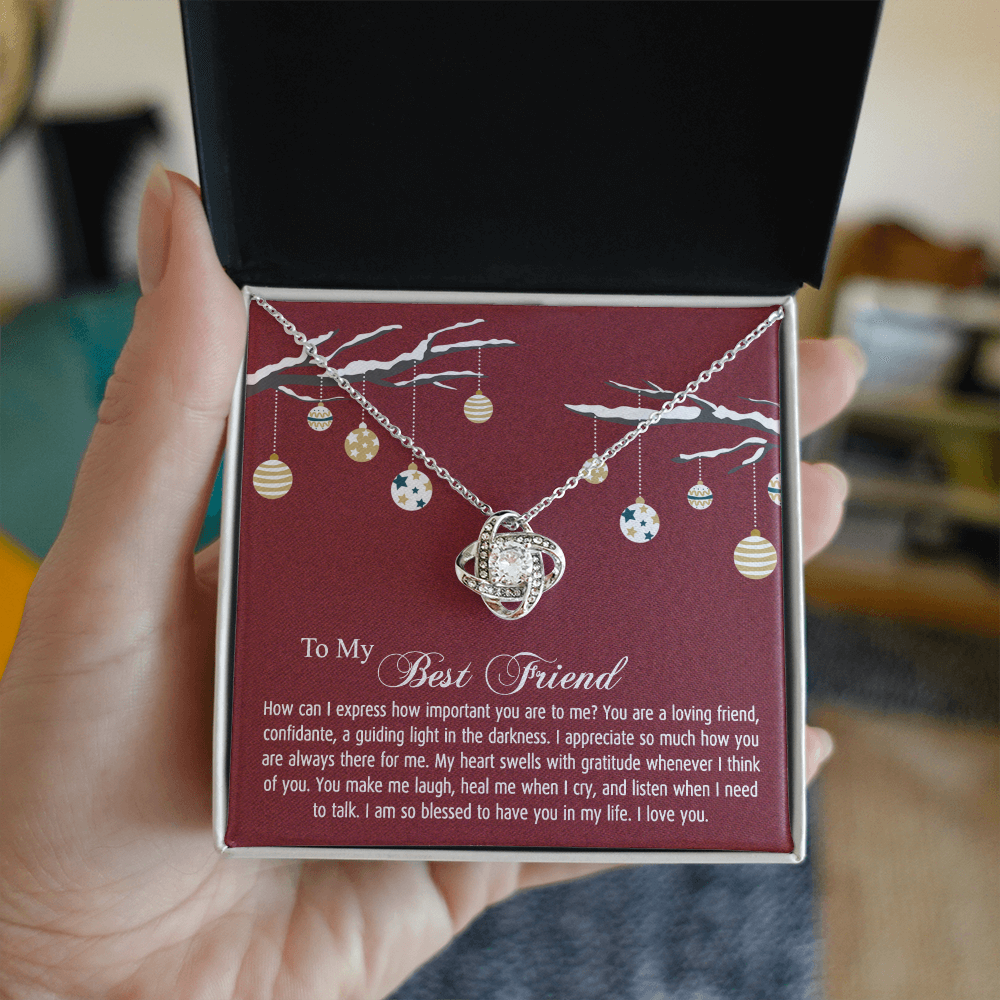 To My Best Friend Christmas Necklace From Friend, Jewelry Gift For Friend, Christmas Love Knot Necklace For Friend, BFF Gift Best Friend Gift Necklace On Birthday, Anniversary, Christmas For Friend
