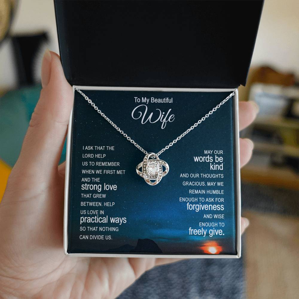 Beautiful Wife Gift Necklace, To My Wife Necklace From Husband, Wife Love Knot Necklace From Husband, Jewelry Gift For Women Badass Wife Gift Necklace, Soulmate Gift Necklace, Strong Love Pendant