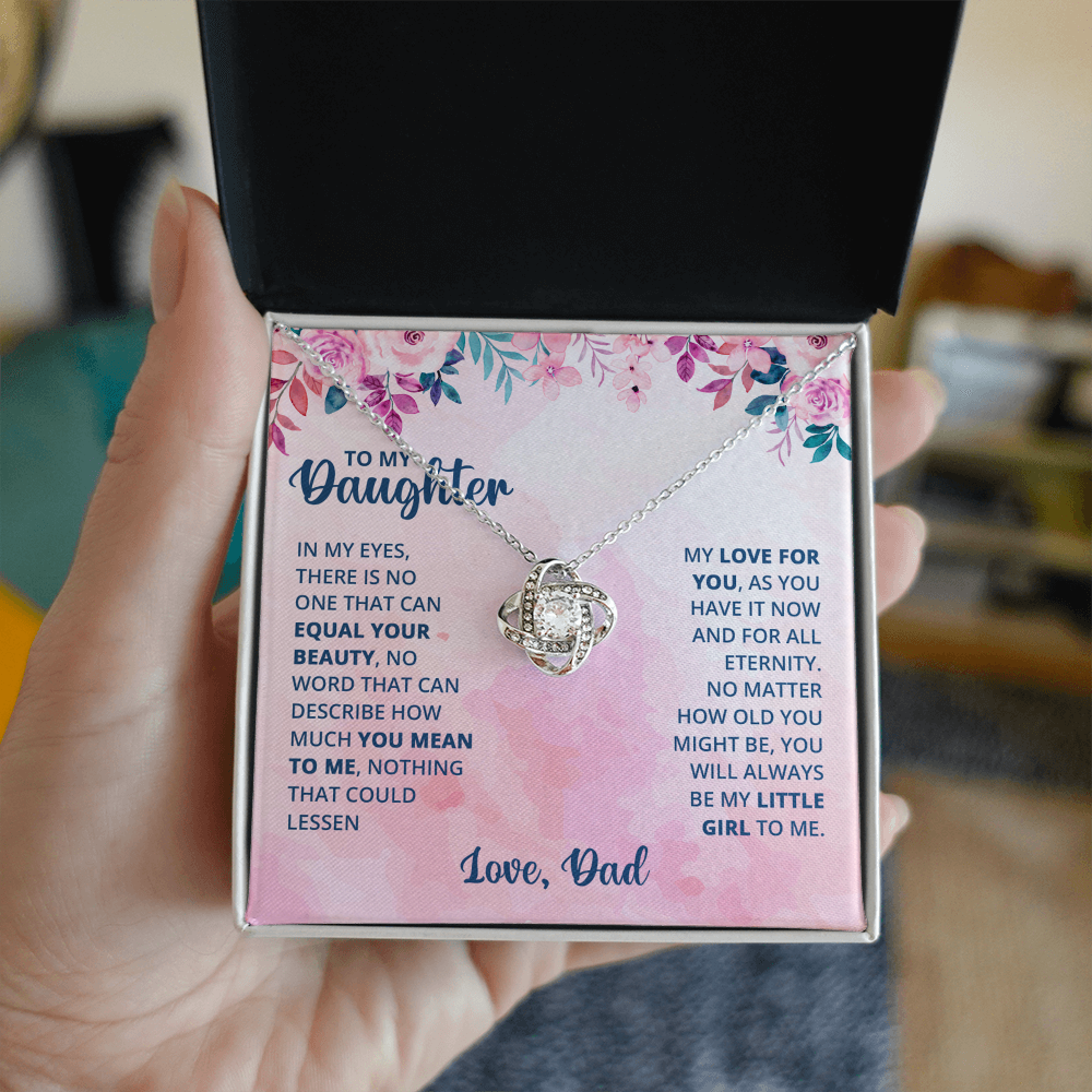 Father To Daughter Gifts Necklace From Dad, Father And Daughter Love Knot Necklace, To My Daughter Necklace From Daddy On Graduation, Birthday, Valentines, Christmas For Daughter Beautiful Girl