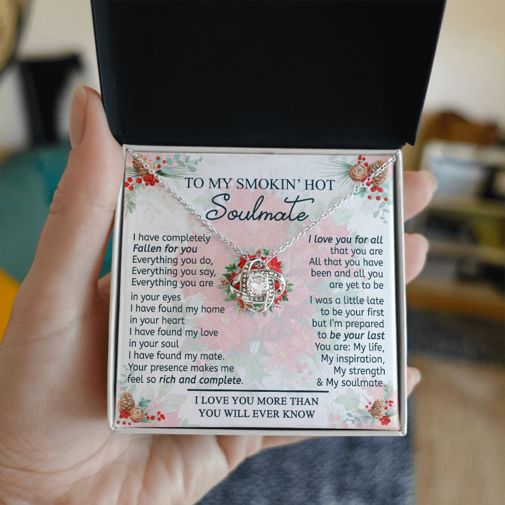 To My Smokin' Hot Soulmate Necklace From Husband, Jewelry Gifts For Women, My Wife Love You All Love Knot Pendant Gift For Soulmate, Personalized Gift Necklace for Future Wife Soulmate Gift