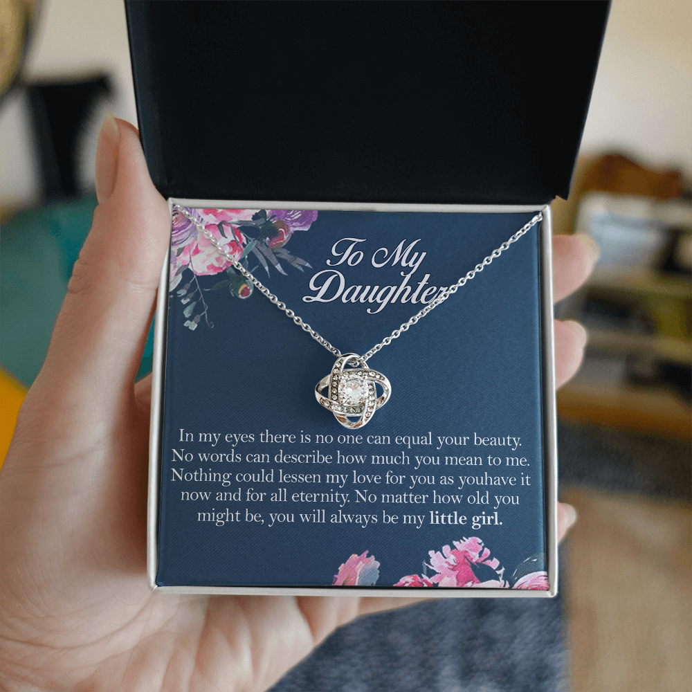 To My Daughter Love Knot Necklace From Mom, Mother And Daughter Pendant Gifts Necklace, To Daughter Pendant Gift From Mom, Little Girl Necklace Gift From Mother, Daughter Mom Jewelry Gift For Girls