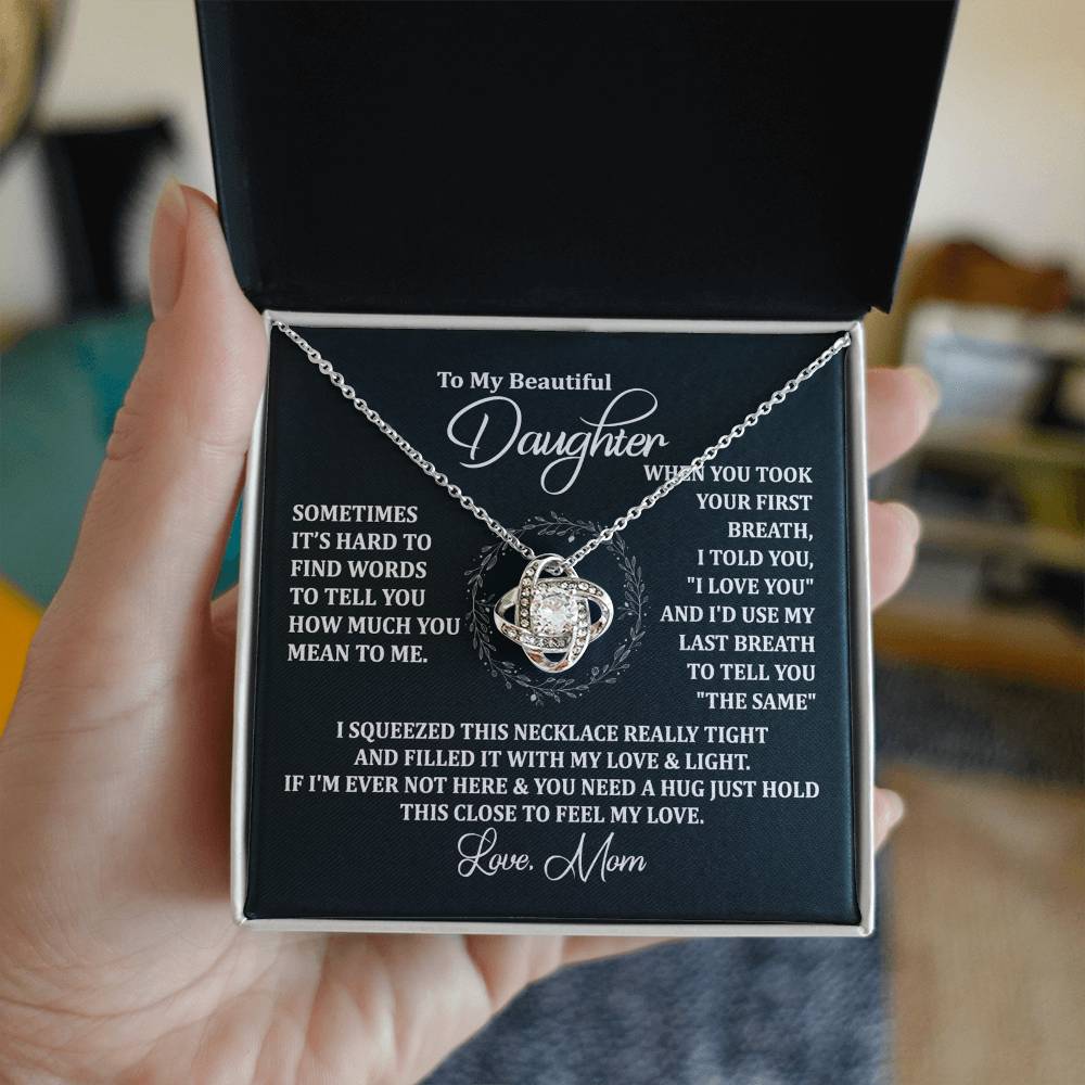 To My Beautiful Daughter Necklace Gift From Mom To Daughter, The Love Knot Necklace, Graduation Gift, Birthday Gift, Mothers Day Jewelry Birthday Gift For Daughter, Mother And Daughter Gift Jewelry