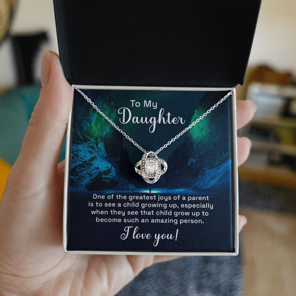 To My Daughter Love Knot Necklace From Parent, Daughter Gift Necklace From Mom, Step Daughter Necklace, Gift Necklace For Stepdaughter, Bonus Daughter Gifts, Step Daughter Gifts Love Knot Necklace