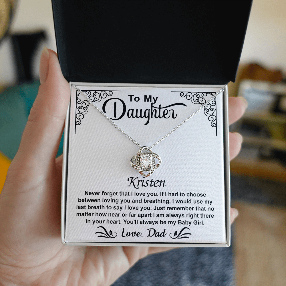 To My Daughter Love Knot Necklace with Luxury Box Gift From Dad, To My Daughter Lion Dad And Daughter - Father Daughter Gifts Ideas Love, Pendant Necklaces On Birthday, Christmas