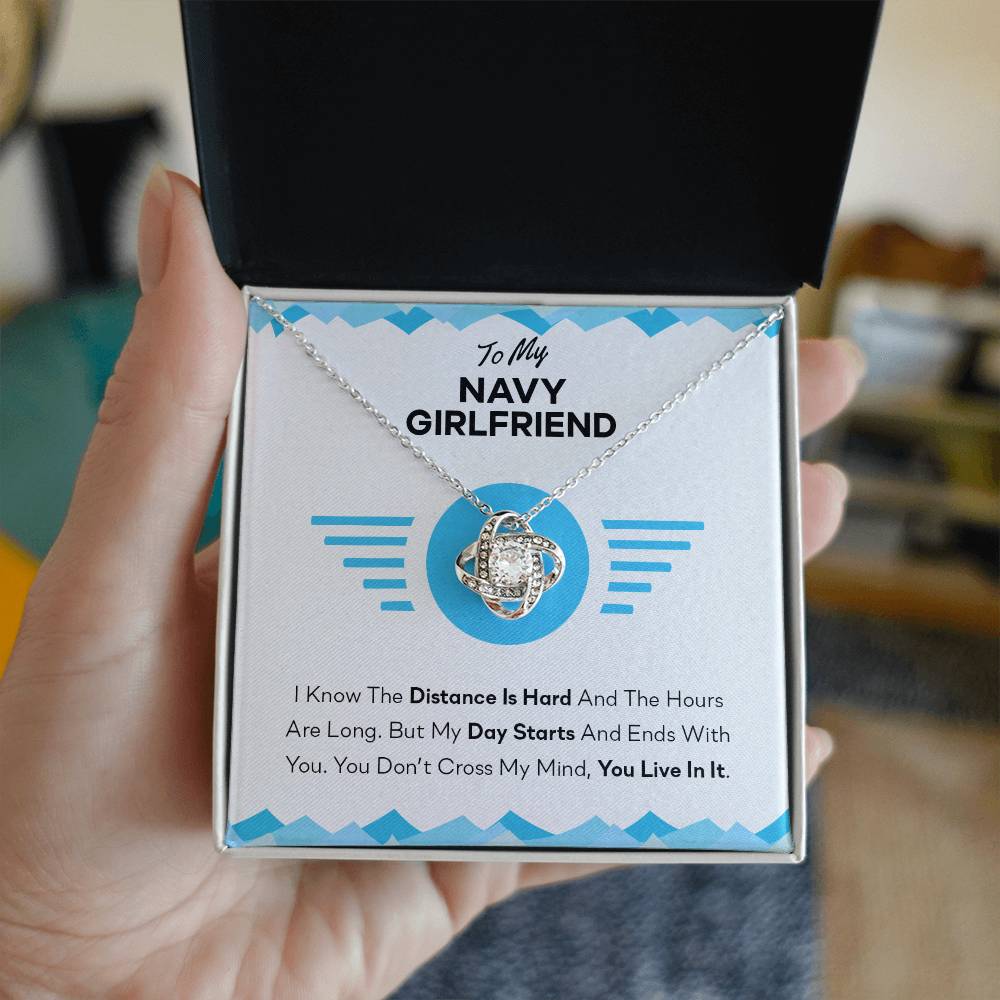 To My Navy Girlfriend Gifts for Navy Girlfriend's Birthday Present Anniversary From Boyfriend, Husband, Girlfriend Gift Necklace - Jewelry Gift For Girls, Love Knot Pendant Gift For Girlfriend Soulmate