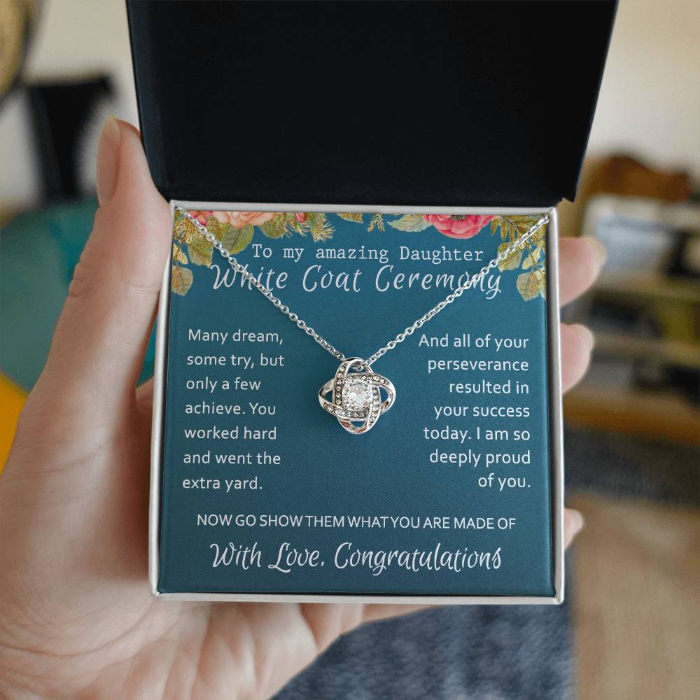 White Coat Ceremony Love Knot Necklace, Medical School Graduation Necklace, Student Ceremony Graduation Gift For New Doctor, Necklace Gift For Her, Girl Daughter, Sister Class Of 2024 Gift Necklace