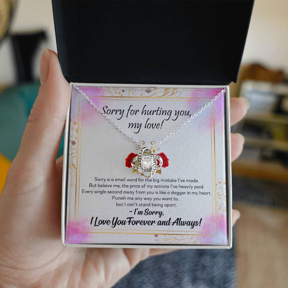 To My Girlfriend Necklace From Boyfriend, Husband, Sorry For Hurting You, My Love Knot Necklace With Message Card, I'm Sorry Gift Necklace For Soulmate, Wife On Valentine Day Gift For Wife, Soulmate