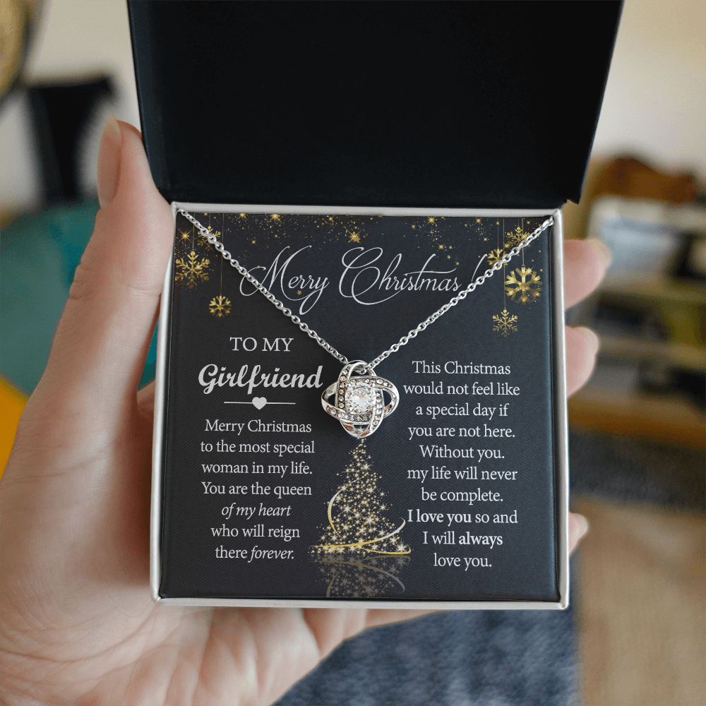 Merry Christmas Necklace For Girlfriend, To My Girlfriend Gift Love Knot Necklace From Boyfriend, Husband, Girlfriend Gift Necklace - Love Knot Pendant Gift For Girlfriend, Soulmate Gift Necklace