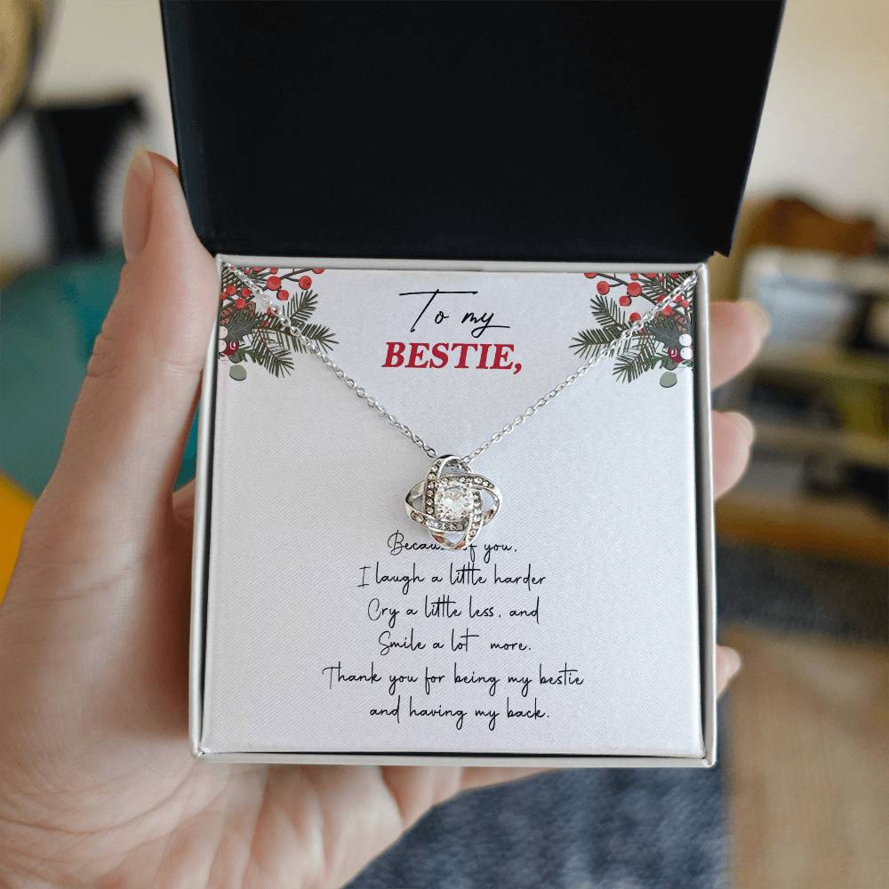 Gifts Necklace For Besties, To My Besties Love Knot Necklace From Friend, Man Because Of You Gift Necklace, Long Distance Best Friend Necklace, Besties Necklace Jewelry Gift For Girls, Her