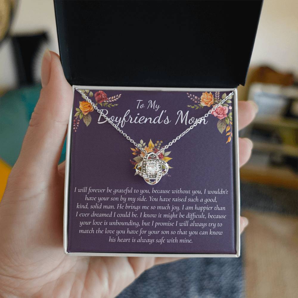 To My Boyfriends Mom Necklace From Girlfriend, Gifts Necklace for Boyfriend's Mom, Thank You Gift Necklace For Boyfriend's Mom, Boyfriends Mom Love Knot Necklace For Her, On Mothers Day, Christmas