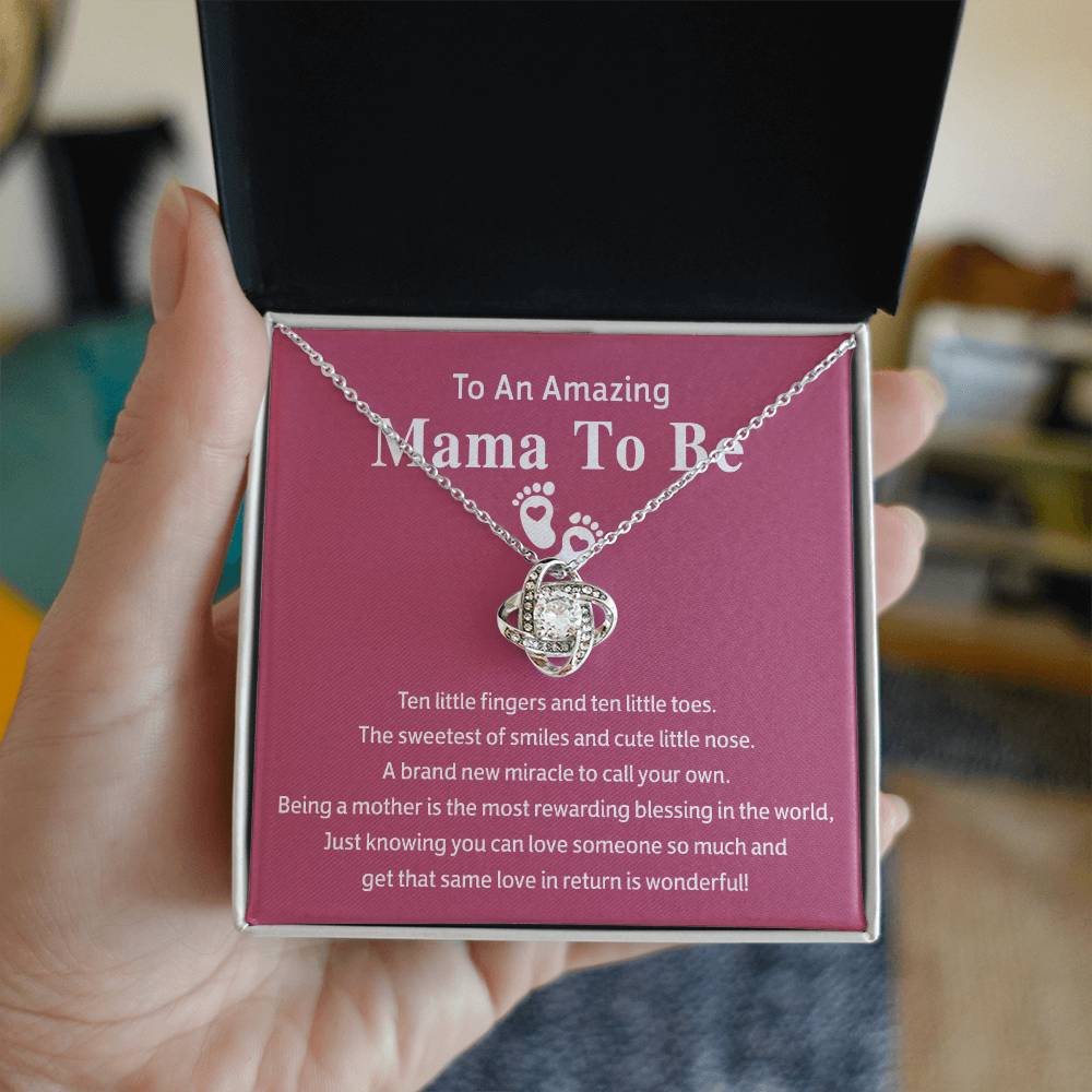 Mama To Be Gift Necklace, To An Amazing Mama To Be Necklace From Daughter, Mama To Be Love Knot Necklace, Wonderful Mom Gift Necklace From Daughter, Jewelry Gift For Women, Mama To Be Necklace Gift