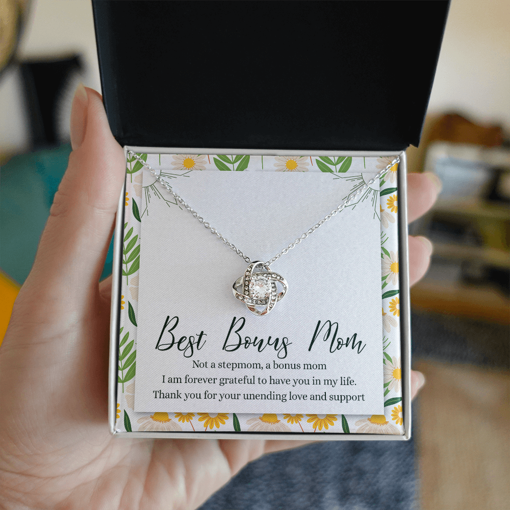 Gifts Necklace For Best Bonus Mom, To My Bonus Mom Necklace From Bonus Daughter, Bonus Mother Gift Necklace On Mother's Day, Birthday Gift Anniversary Jewelry For Women, Bonus Mom Gift Necklace