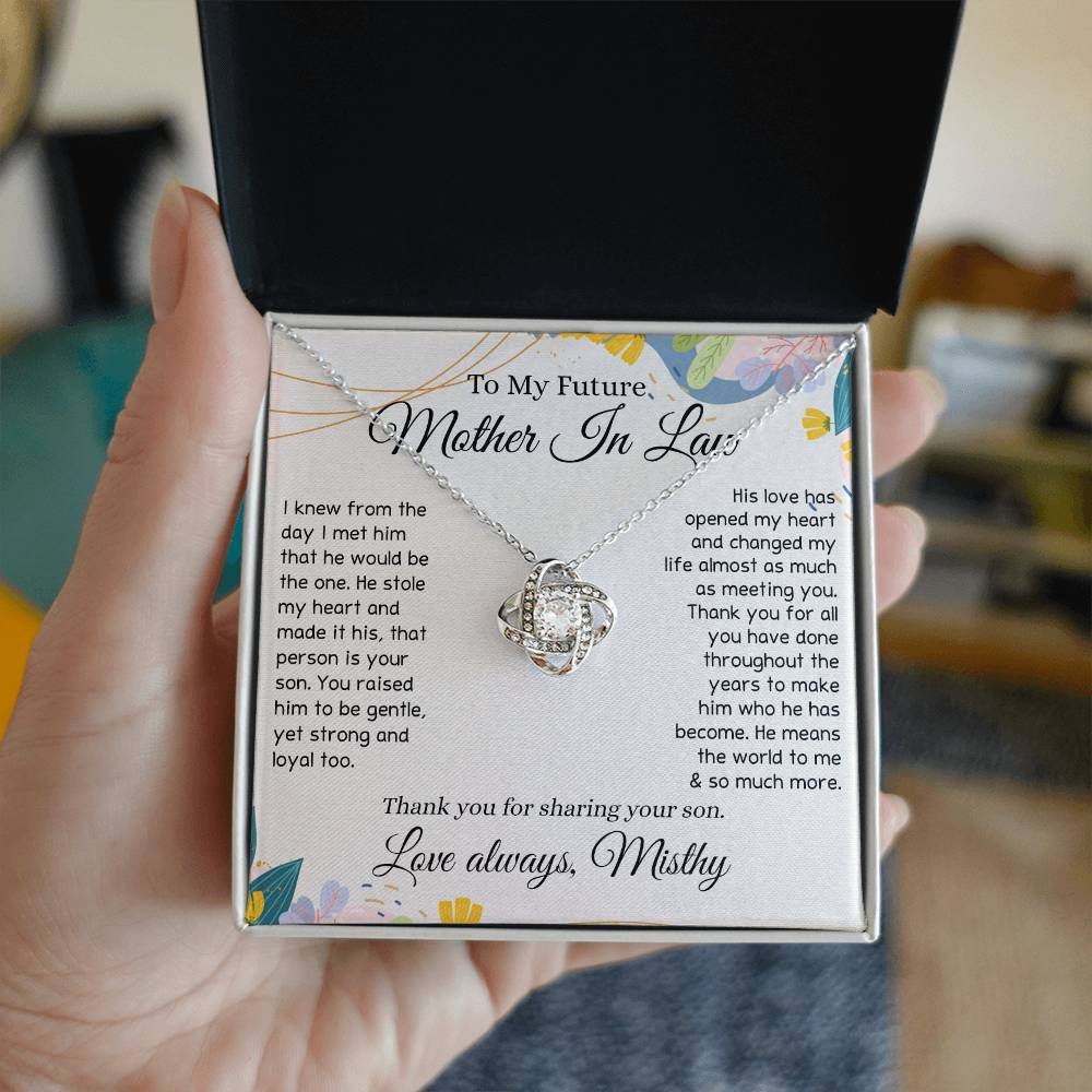 To My Future Mother In Law Necklace, To My Mother In Law Love Knot Necklace Gift From Son, Personalized Gift Necklace for Mother-In-Law From Son, Wedding Gift Necklace Bride Groom To Mother In Law