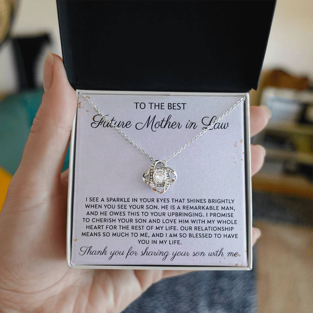 Future Mother In Law Necklace, To The Best Future Mother In Law Necklace From Son, Mother of the Groom Gift Necklace From Bride Wedding Gift Love Knot Pendants from Bride, Jewelry Gift For Women