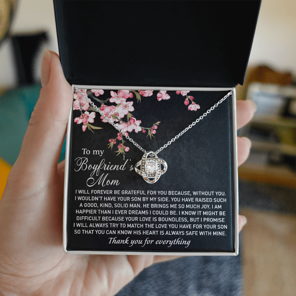 To My Boyfriend's Mom Necklace From Girlfriend, Gifts Necklace For Boyfriends Mom, Boyfriends Mom Love Knot Necklace Gift On Birthday Gift, Mothers Day, Christmas Anniversary, Jewelry For Women