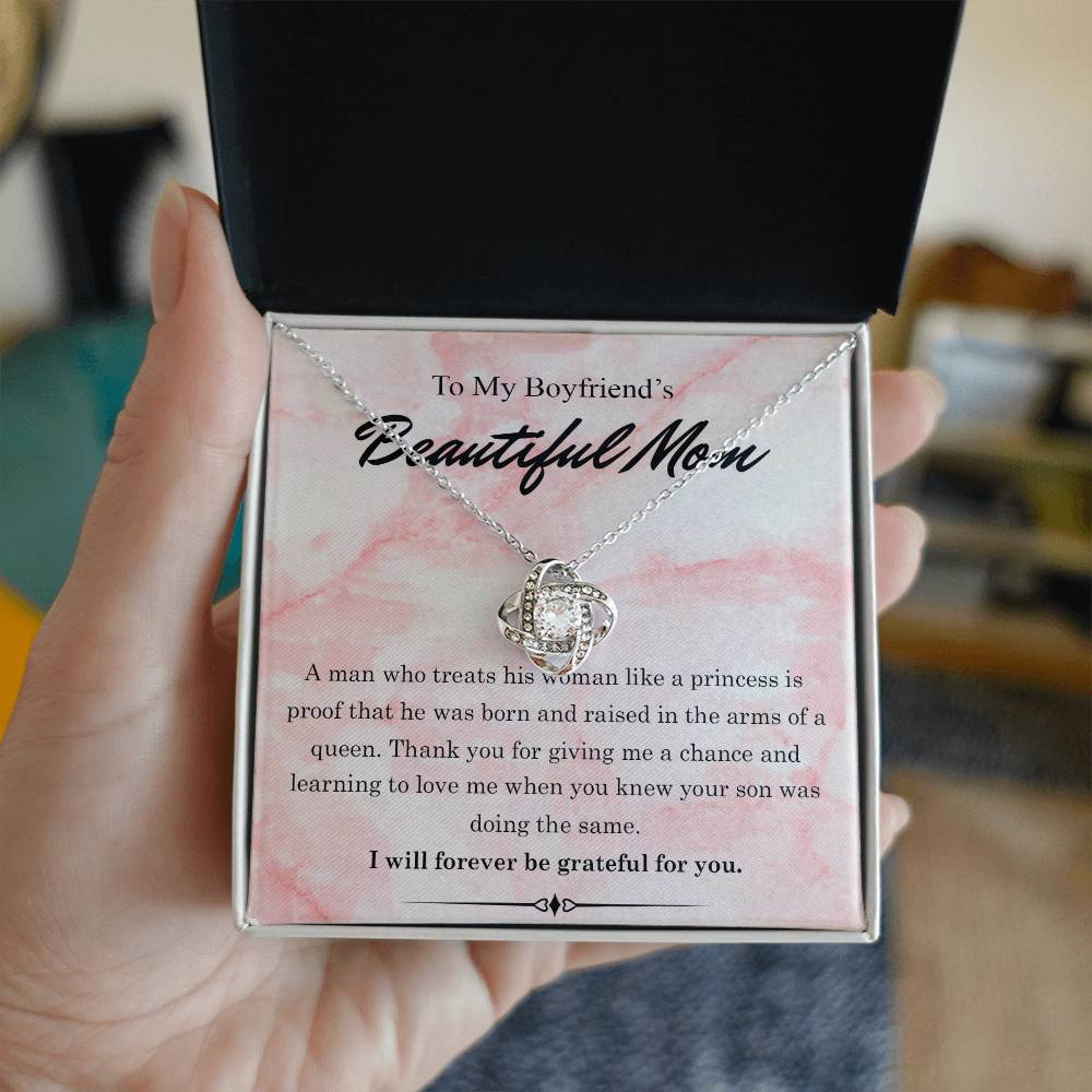 To My Boyfriends Beautiful Mom Necklace From Girlfriend, Gift Necklace For Boyfriend's Mom Jewelry For Mom On Mothers Day For Boyfriend Mom, Boyfriend's Mom Christmas Necklace Gift for Bf Mom