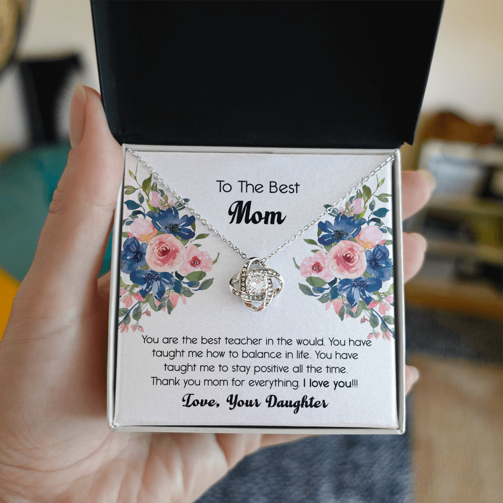 Thank You For Mom Necklace Gift For Mom, To The Best Mom Necklace From Daughter, Mother And Daughter Love Knot Necklace Gift On Mother's Day Anniversary, Birthday Gift Christmas, Jewelry For Women