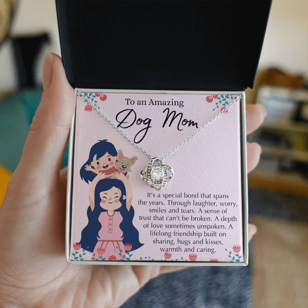 To An Amazing Dog Mom Love Knot Necklace From Daughter, Dog Mom Gift Necklace On Mother's Day, Dog Mom Necklace Jewelry Gift For Women, Dog Mama Sentimental Gift Necklace Dog Lover Gifts For Her