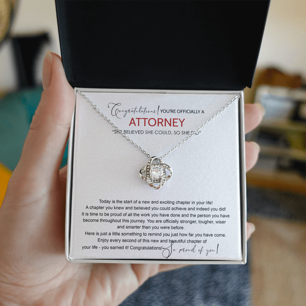 Attorney Graduation Gift Necklace Doctoral Degree, JD Graduation Gift, Law Student Gift, New Attorney Necklace Graduation Congrats Graduation Love Knot Necklace Gift For Daughter Granddaughter, Niece