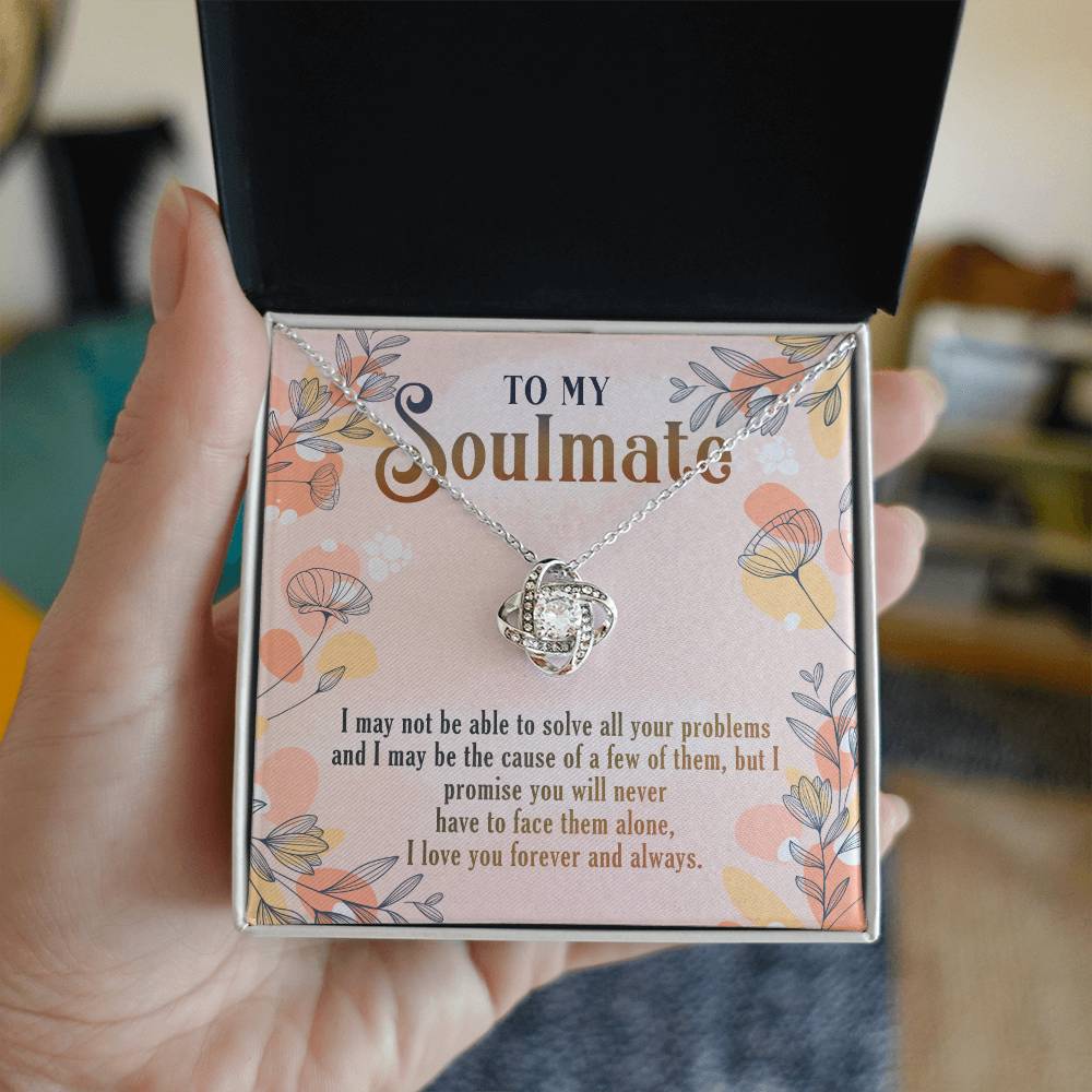 To My Soulmate Necklace Gift From Husband, Boyfriend To Wife, Girlfriend, Soulmate Gift Love Knot Necklace On Valentines Day Christmas Necklace for Her Romantic, Jewelry Gift For Women