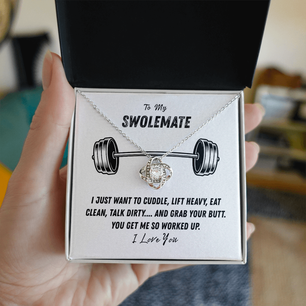 To My Swolemate Love Knot Necklace From Husband, Necklace Gift For Swolemate, Necklace Pendant, Swolemate Necklace, Birthday, Wedding Day, Necklace For Women, Swolemate Cubic Zirconia Necklace