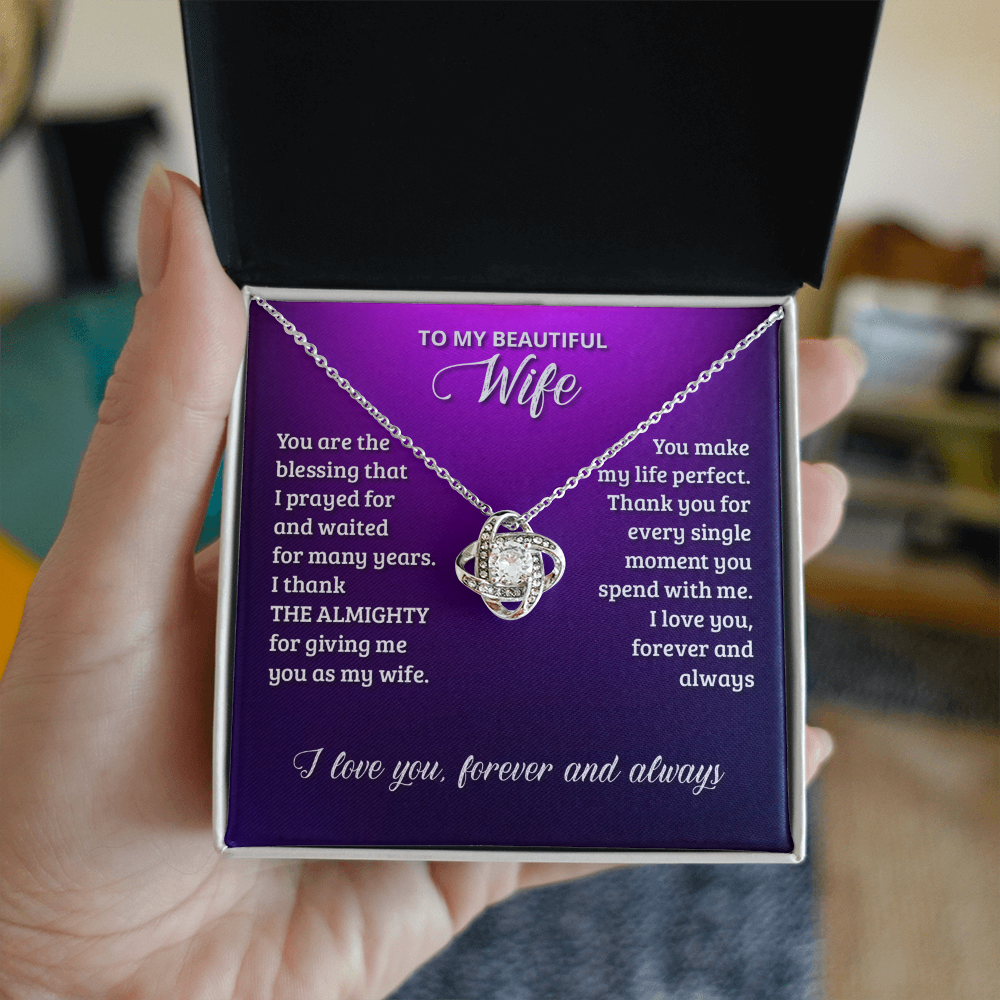 Beautiful Wife Gift Necklace, To My Wife Necklace From Husband, Wife Love Knot Necklace From Husband, Jewelry Gift For Women Badass Wife Gift Necklace, Soulmate Gift Necklace Gift From Men