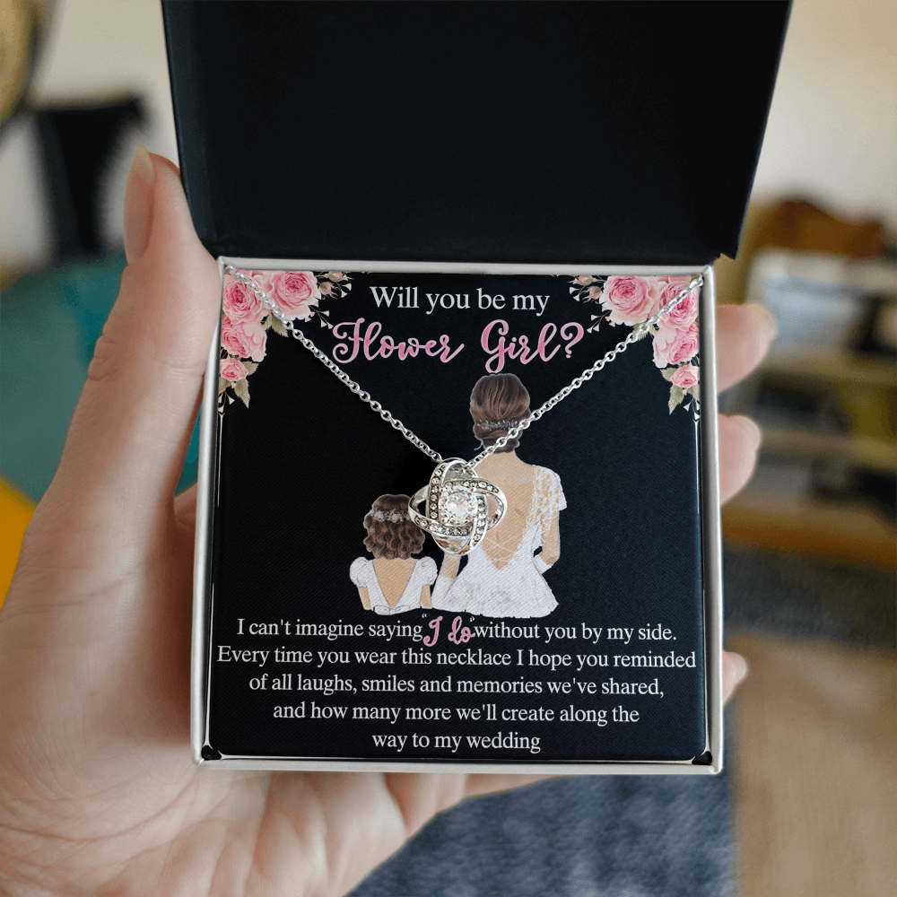 To My Daughter Love Knot Necklace From Mom And Daughter Pendant Gift For Daughter Will You Be My Hower Girl From Mother To Daughter Jewelry Gift For Girls, Daughter On Your Wedding Day Necklace Gift