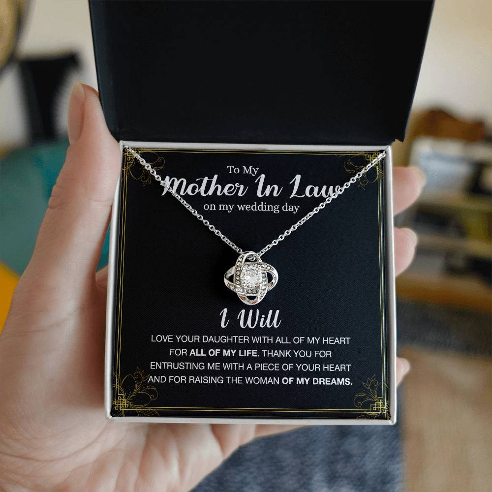 Mother In Law Gift Necklace, To My Mother In Law Love Knot Necklace Gift From Daughter, Mother In Law On My Weding Day Necklace, The Love Knot Necklace Gift On Wedding Day For Mother In Law Jewelry