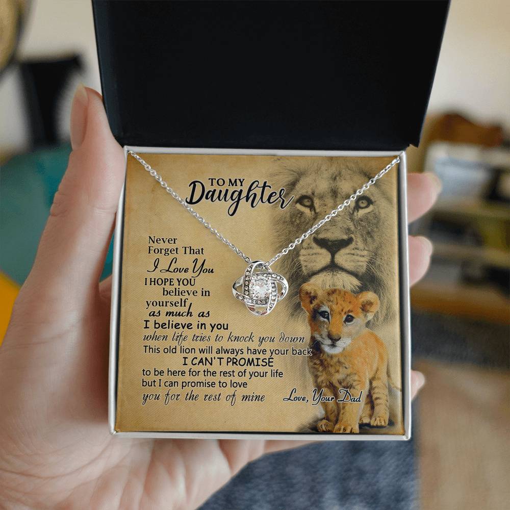 Daughter Gifts Necklace from Lion Dad to Daughter, Father Daughter Necklace, To My Daughter Lion Love Knot Necklace Gift Dad And Daughter Necklace Gift on Birthday Gift Anniversary Graduation Gift