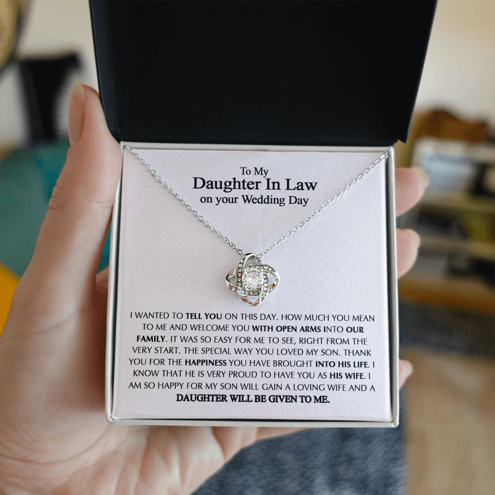 To My Daughter-In-Law On Your Wedding Necklace From Mother In Law, Daughter In Law Gift On Wedding Day, Future Daughter In Law, Bride Gift From Mother In Law - Jewelry Gift For Girls, Little Girls