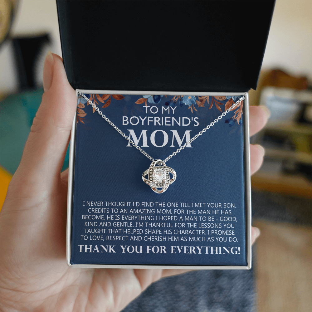 Boyfriend's Mom Gift Necklace, To My Boyfriends Mom Necklace From Girlfriends, Love Knot Necklace Gift For Boyfriends Mom, Jewelry For Boyfriend's Mom, Mothers Day Necklace For Boyfriends Mom