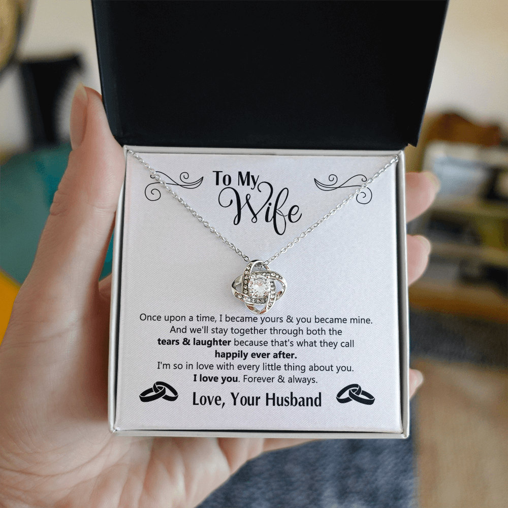 To My Wife Necklace Gift From Husband, Love Your Husband Love Knot Necklace Gift For Wife Soulmate Gift Necklace Girlfriend Husband To Wife Love Knot Pendant Jewelry Gift For Women, Woman Necklace