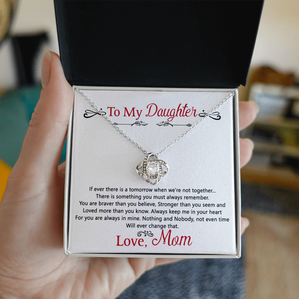 To My Daughter Love Knot Necklace Gift From Mom, Daughter Gift Necklace, Mother To Daughter Pendant Gift, Little Girl Necklace Love Knot Jewelry Gift For Girls, Mother Love Daughter Necklace
