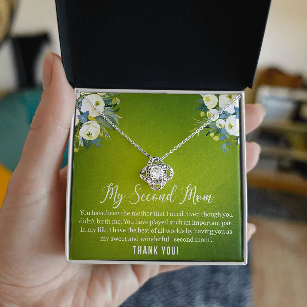 Second Mom Necklace, To My Second Mom Love Knot Necklace Gift From Daughter, Mother And Daughter Gift Necklace Personalized Gift Necklace For Mom, Thank You Love Knot Necklace Gift For Women