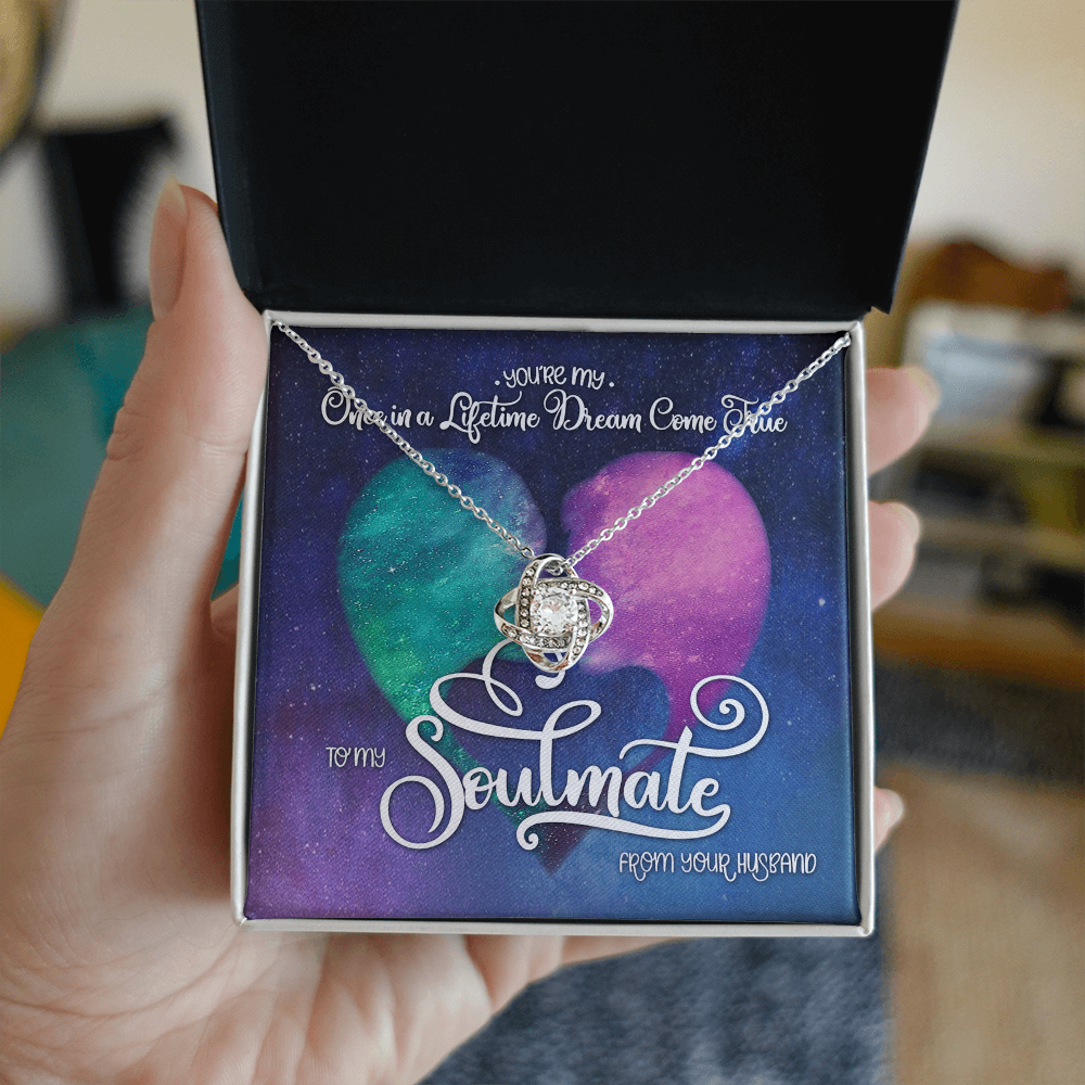 To My Soulmate Love Knot Necklace From Husband To Wife, Girlfriend, Soulmate Gift Love Knot Pendant On Valentines Day Christmas Necklace for Her Romantic Lifetime Dream Jewelry Gift For Women