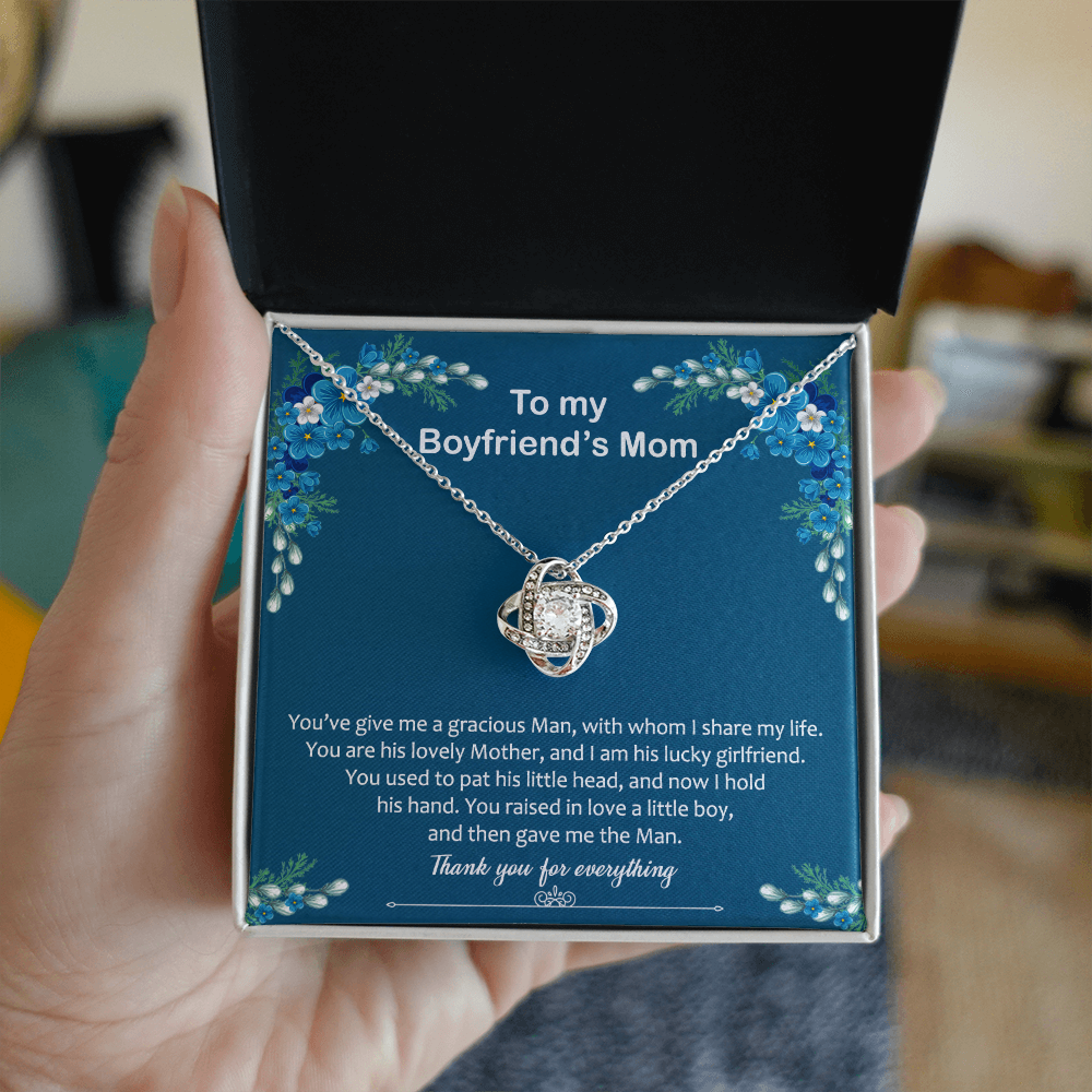 To My Boyfriend Mom Necklace From Girlfriend,  Thank You For Everything Boyfriend's Mom Gift Necklace, Love Knot Necklaces For Boyfriends Mom Gift On Christmas, Mothers Day Jewelry For Her