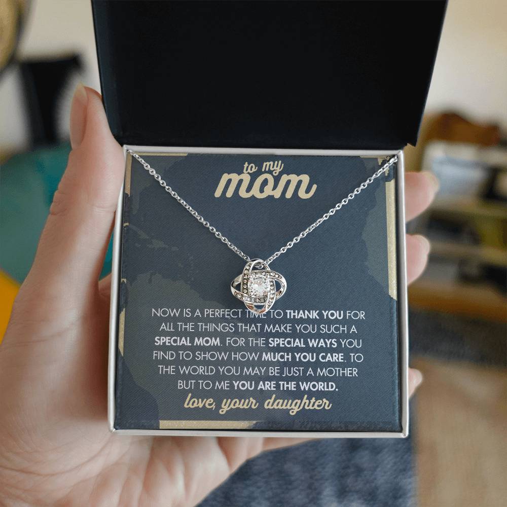 Mother And Daughter Necklace, To My Mom Love Knot Necklace From Daughter, Now Is A Perfect Time To Thank You Necklace Gift For Mom, Mother On Birthday Gift Anniversary Wedding Day Necklace For Mom