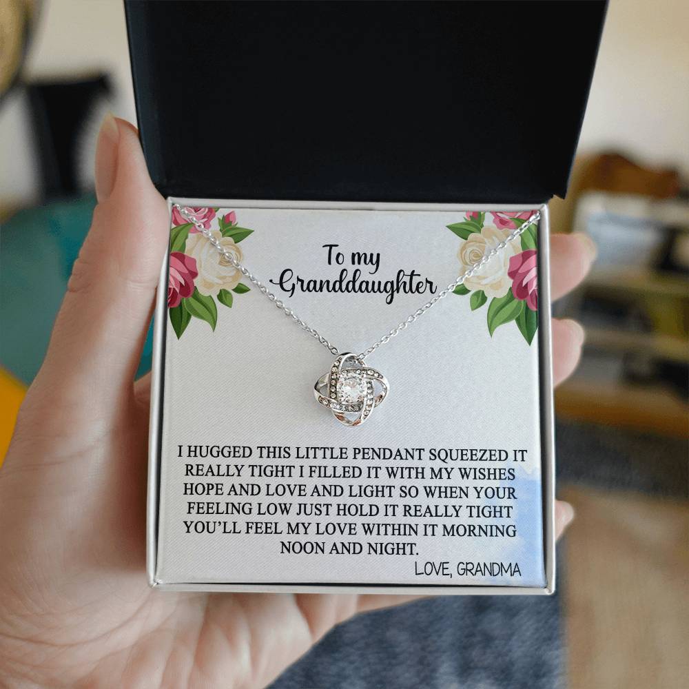 Love Knot Necklace Granddaughter Gifts From Grandma Grandpa - Granddaughter Necklace Card Message Gifts With Message Card and Gift Box On Graduation Gift Birthday Gift Christmas Inspirational Quotes