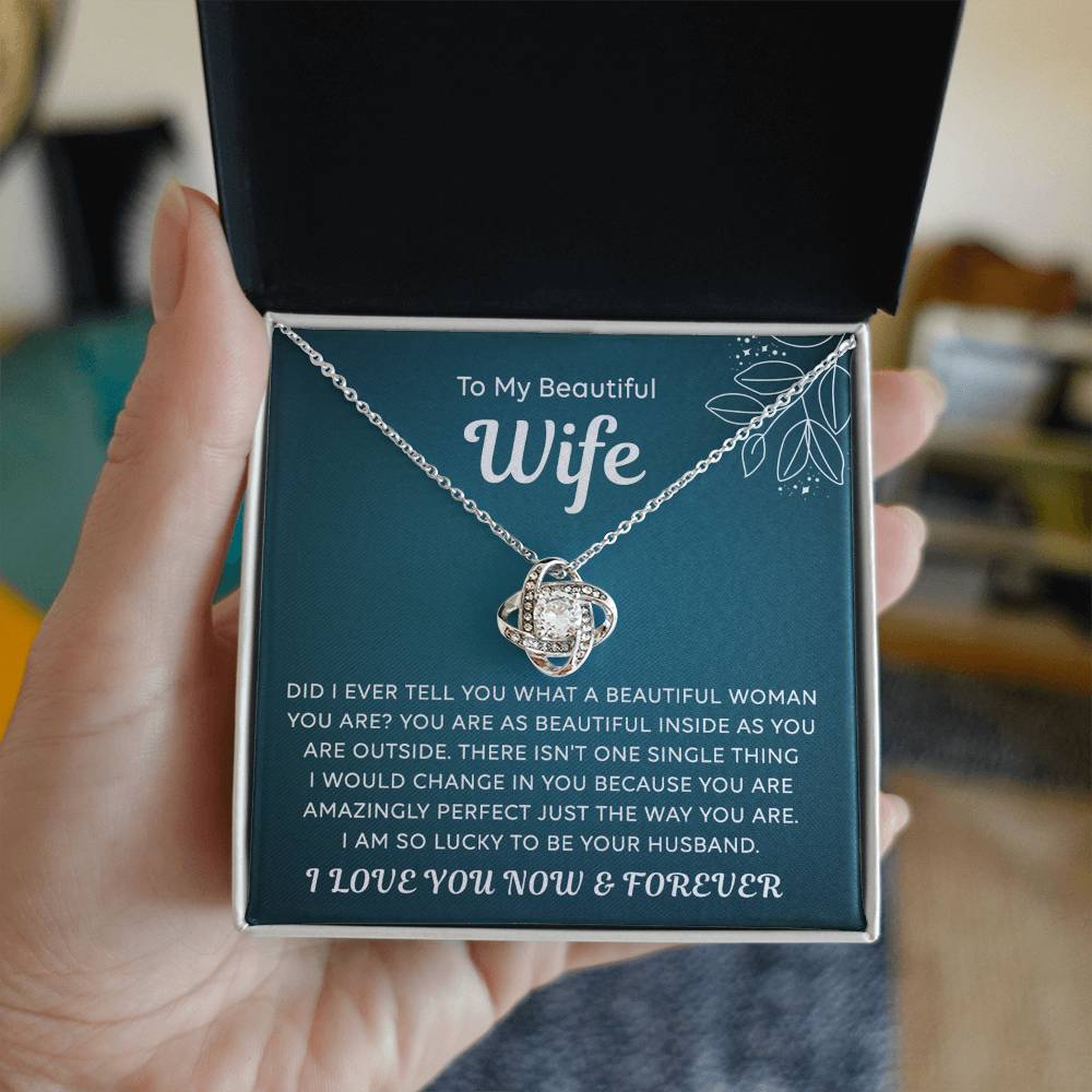 Wife Gift Necklace, To My Beautiful Wife Necklace From Husband, Wife Love Knot Necklace From Husband, Jewelry Gift For Women, Beautiful Women, Badass Wife Gift Necklace, Soulmate Gift Necklace