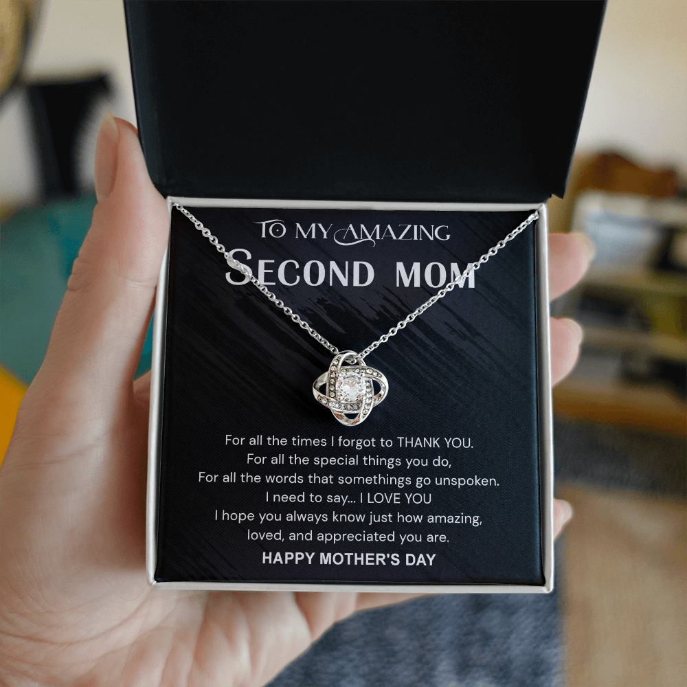 To My Amazing Second Mom Necklace From Daughter, Jewelry Gift For Women, Mother Happy Mother's Day Knot Pendant Gift For New Mom, Mother's Day Necklace Gift For her, Mother And Daughter Necklaces