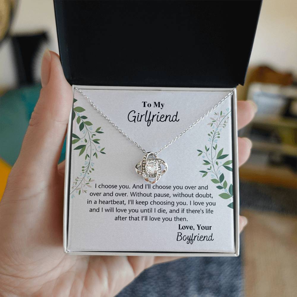 To My Girlfriend Necklace From Boyfriend, Husband, Gift Necklace For Girlfriend I Choose You Necklace - Love Knot Pendant Gift For Girlfriend, Soulmate Necklace To Girlfriend Jewelry Gift For Girls